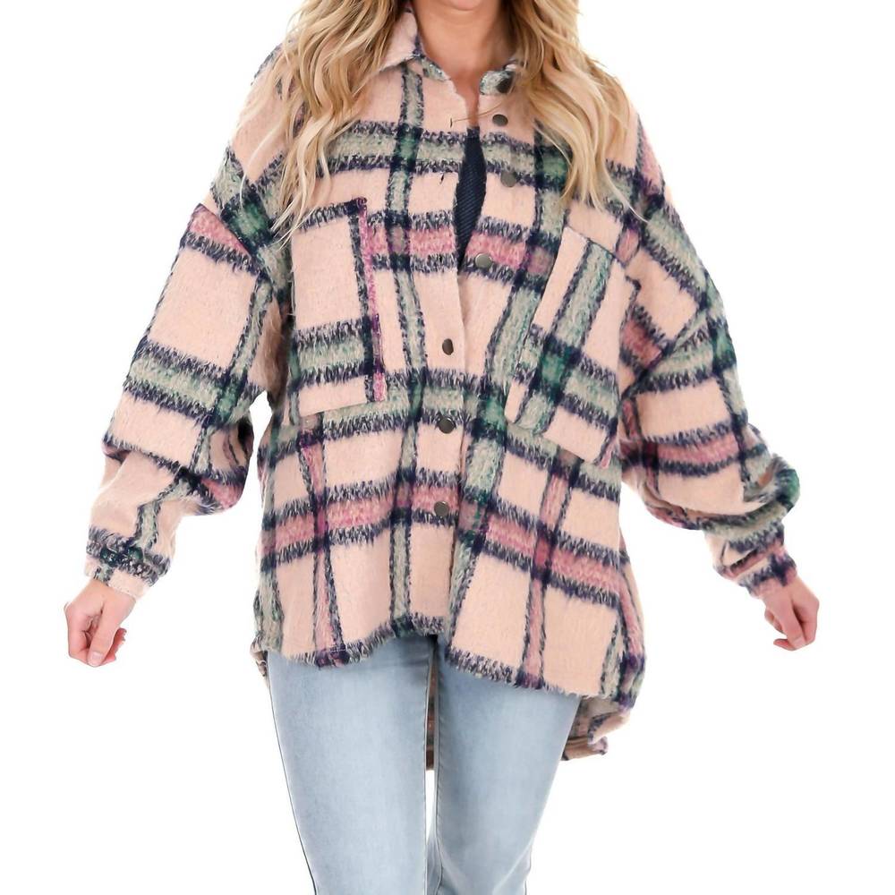 NEW POL everybody talks plaid jacket in pink